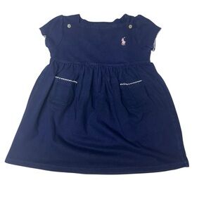 Ralph Lauren Kids Dress in Navy with Pink Logo